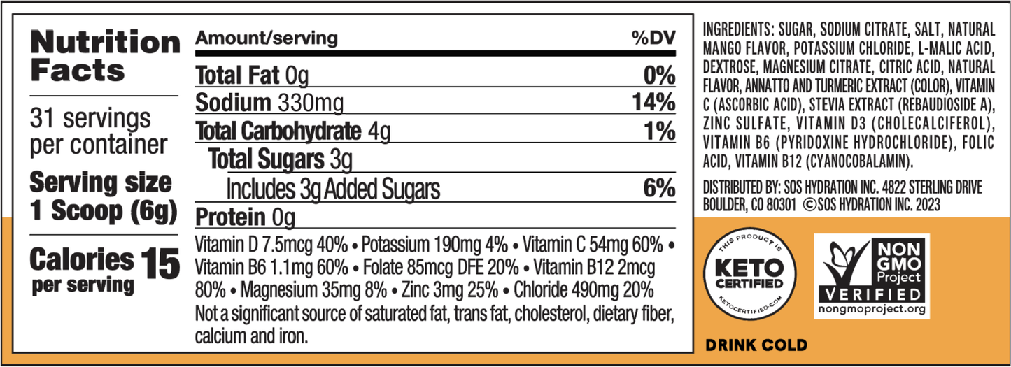SOS Daily - Vitamin Enhanced Mango 31 Serving Tub